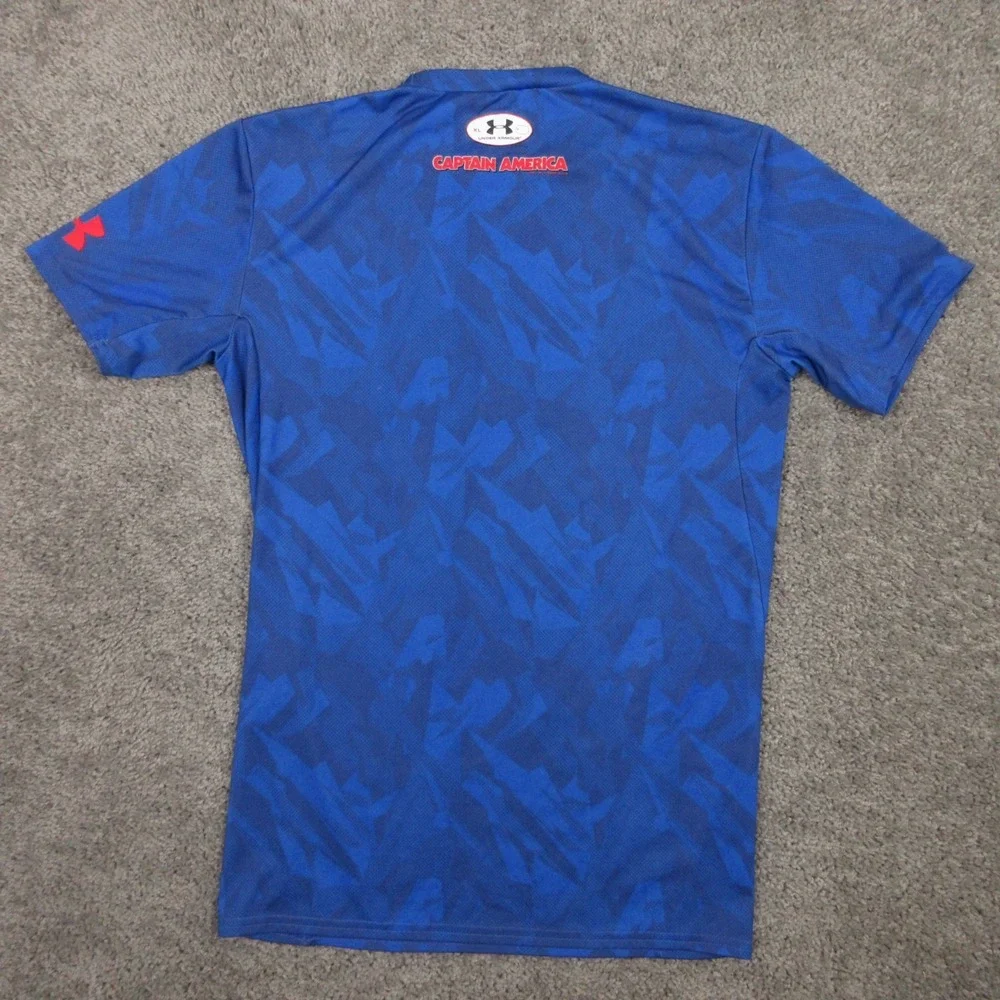 Under‎ Armour Shirt Mens XL Blue Camouflage Marvel Captain America Compression